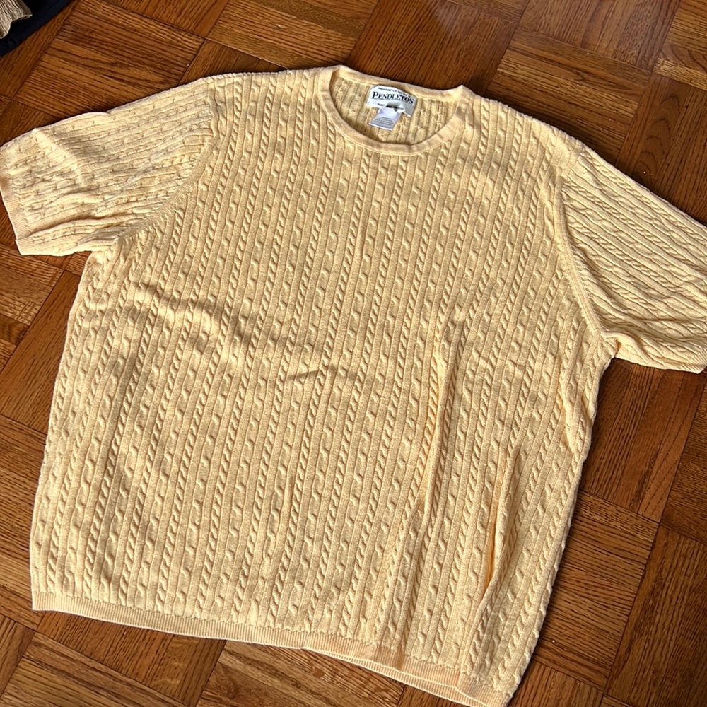 Vintage Pendleton cable knit short sleeve sweater top